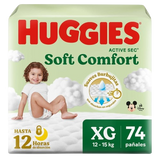 Pañales Huggies Active Sec Xtra-Flex Xg 74 und.