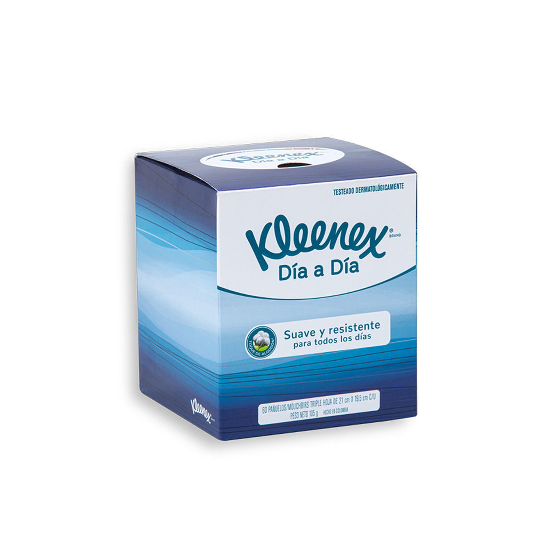 Pañuelo Facial Kleenex en Cubo de 60 Uni