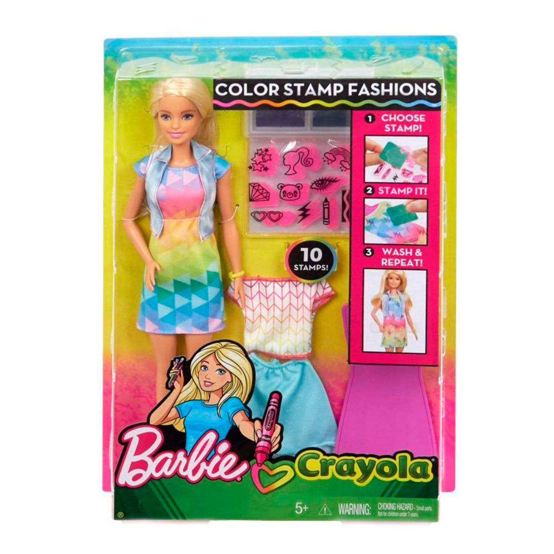 Muneca Crayola Sellos de Colores Fashion Barbie Mattel Fidalga